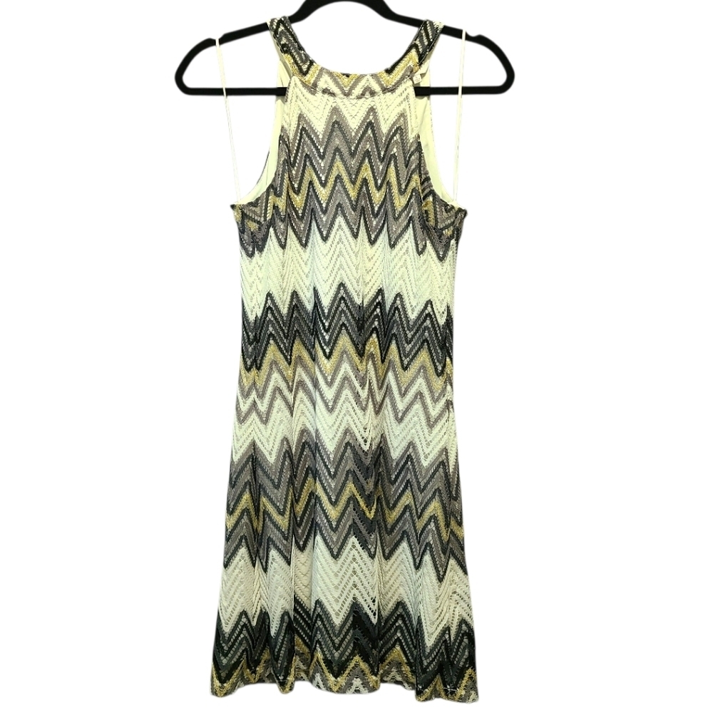Candie's Zigzag Mini Dress - Black,‎ White, Gold